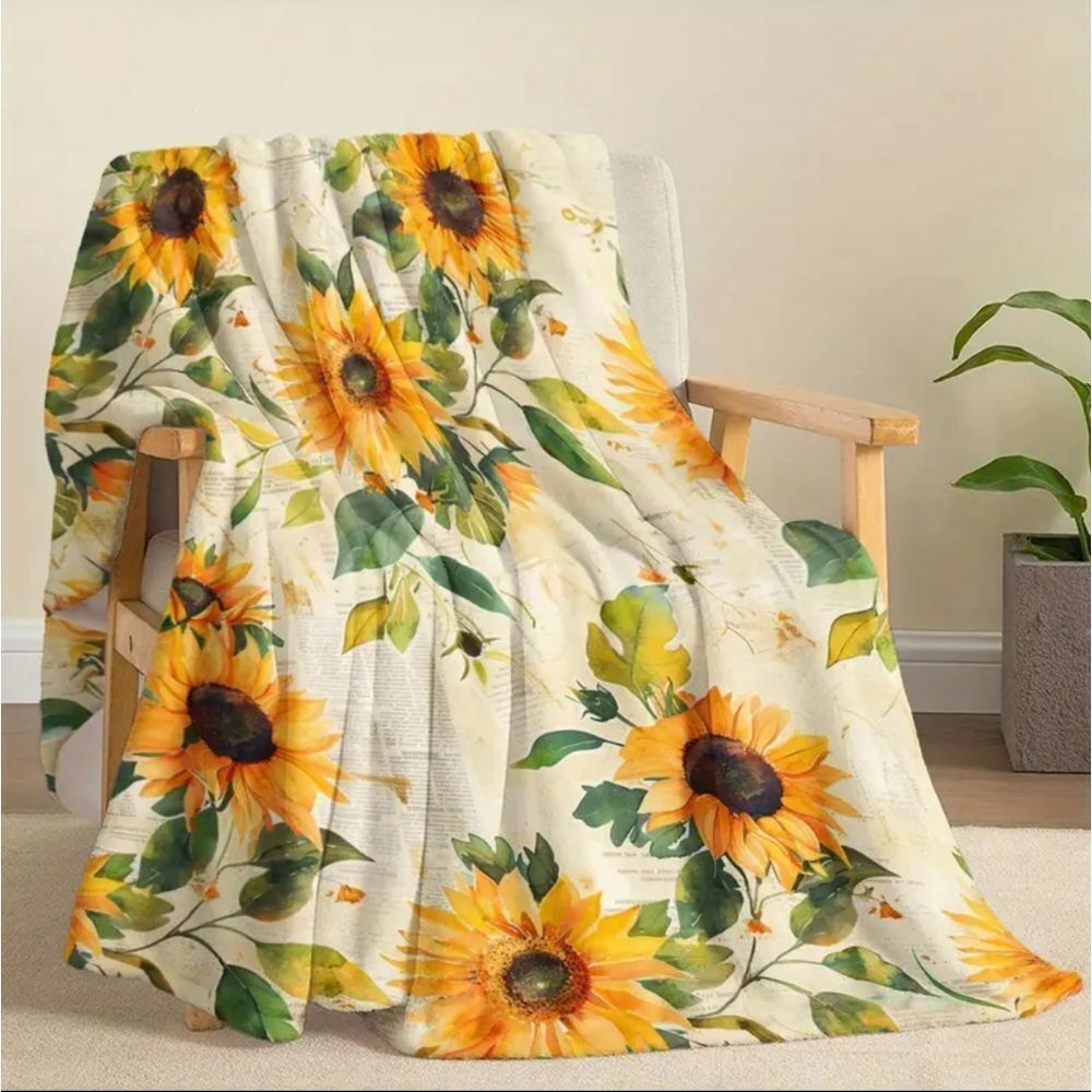 Super Soft Lightweight Sunflower Fleece Blanket 50" x 60"